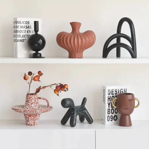 Bella Mid-Century Modern Sculptural Ceramic Ornament Set