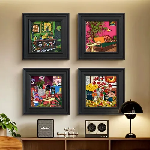 Pop Art Colorful Retro Framed Wall Art Set