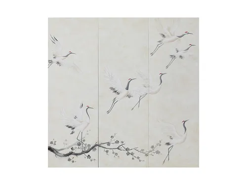 Cranes Hand Painted Triptych