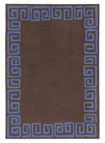 Callista Deep Chocolate and Vivid Blue Geometric Indoor Outdoor Rug