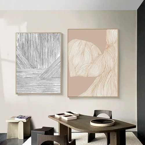 Minimalist Botanical Line Art Framed Canvas Print