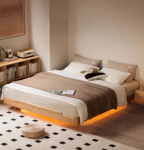 Knight bed frame with light