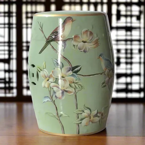 Modern Chinese Ceramic Hand-Painted Stool