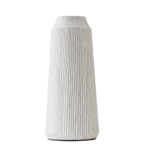 Terracotta striped tall vase