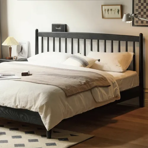 Smoky Dark Oakwood Solid Wood Bed Frame