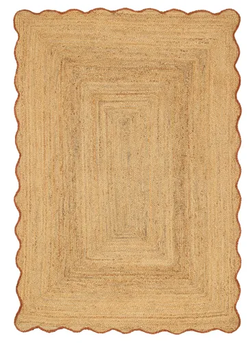 Kumari Natural Brown Scalloped Jute Rug
