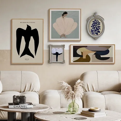Modern Abstract Framed Wall Art - 5 Piece Set