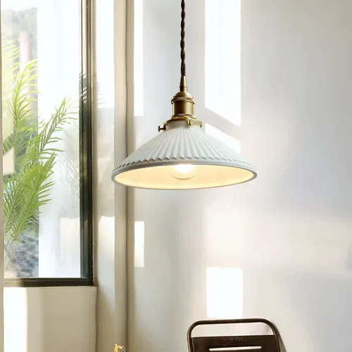 Aiko White Pleat Pendant Light