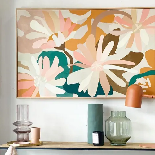 Colorful Flower Wall Art With Frame