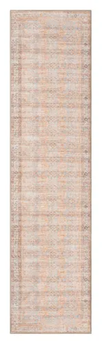 Narem Pink Orange and Blue Traditional Distressed Washable Runner Rug