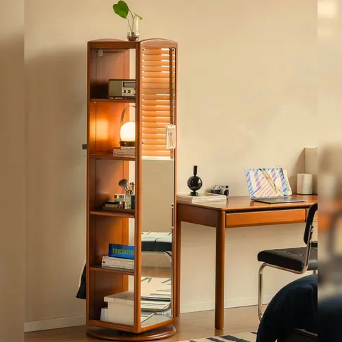 Vintage Rotating Mirror Cabinet with Pegboard