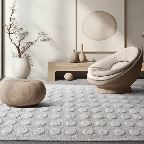 Riverstone Textured Wool Cream Dot Rug