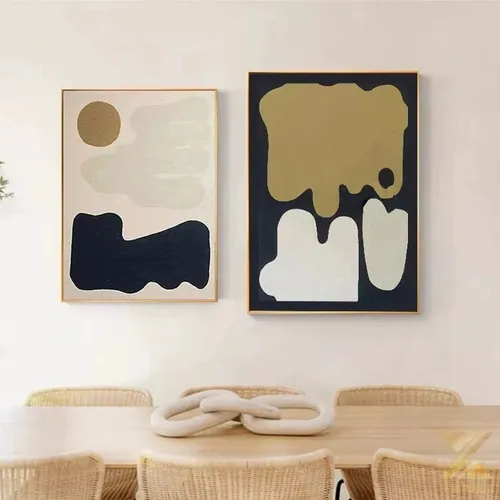 Bold Black & Gold Abstract Art Framed Print