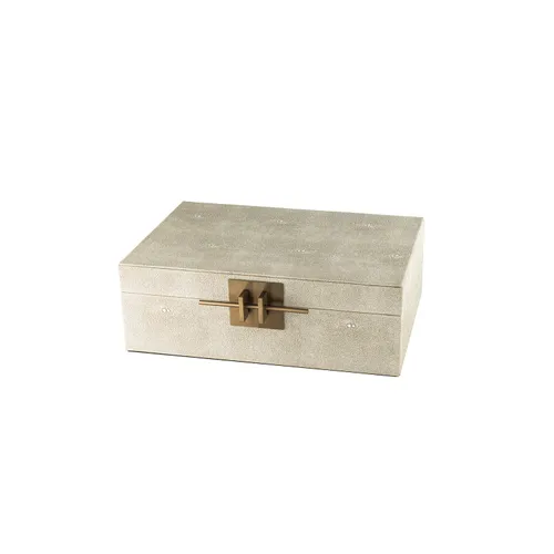 Faux Shagreen Storage Box - Small Cream